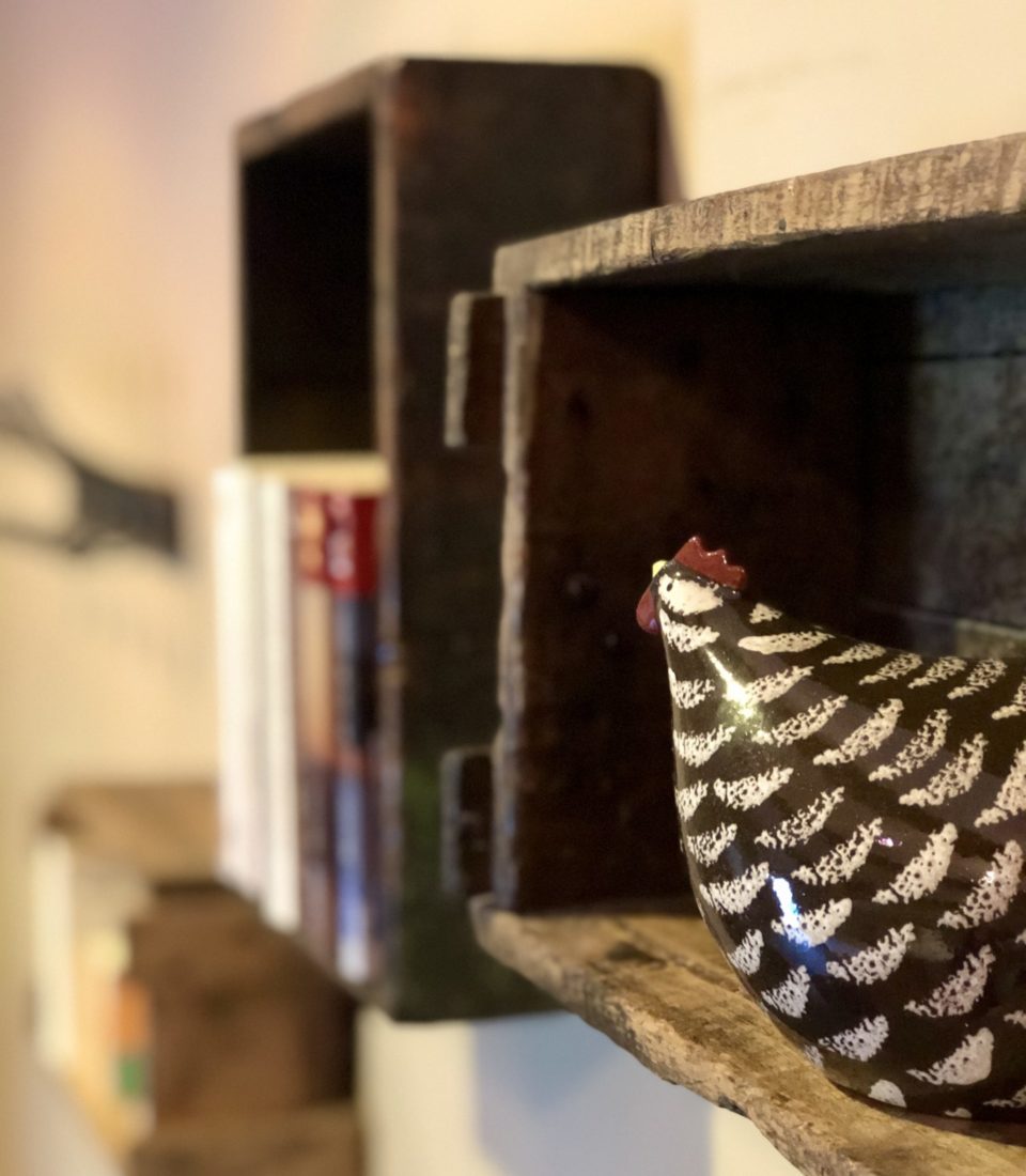 Ceramic Hen in Dormitory Room