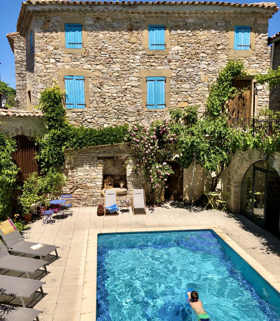 Outdoor swimming pool in full sun